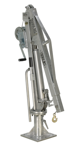 Galvanized Steel Winch Truck Jib Crane 52 In. Reach 1,000 Lb. Extended Capacity Gray